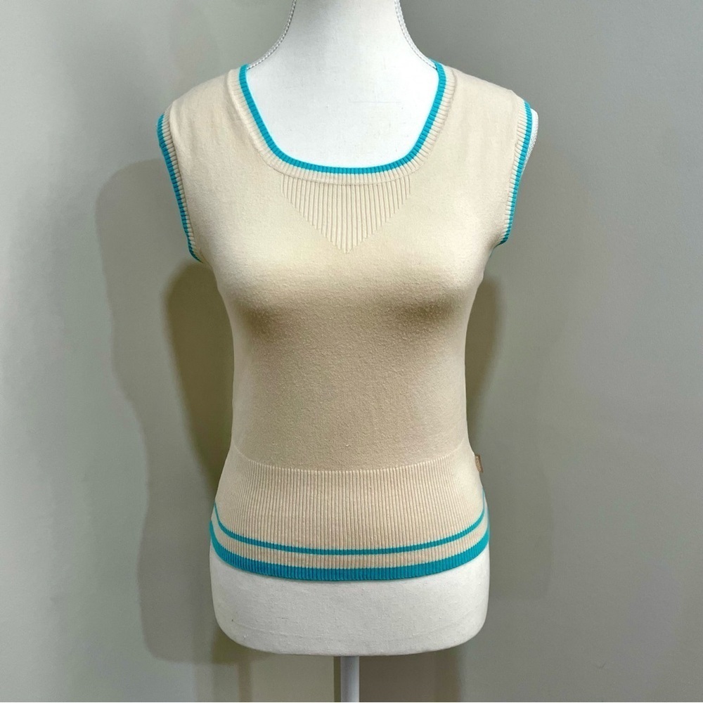 Vintage Guess Sweater Vest Cream Y2K Preppy Academia Size Small